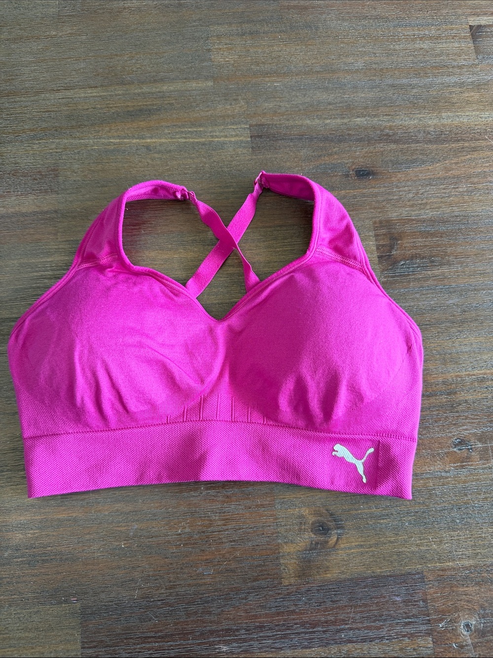 Puma Bright Pink Crisscross Seamless Sports Bra